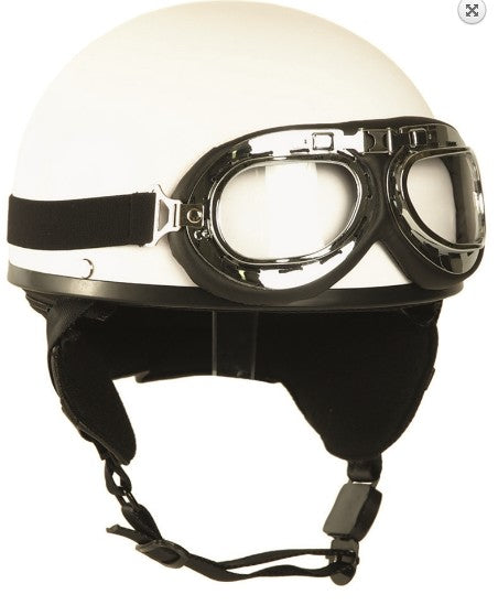 Casco de moto, con gafas.