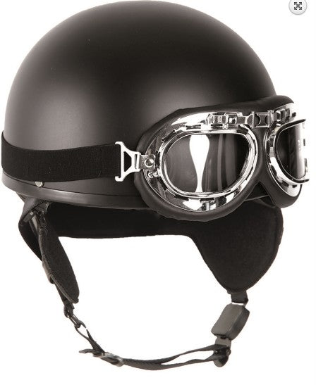 Casco de moto, con gafas.