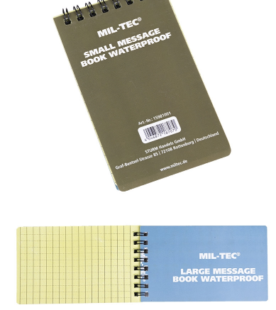 Bloco de apontamentos impermeável pequeno 13 x 7.5cm - Trincheira Militar