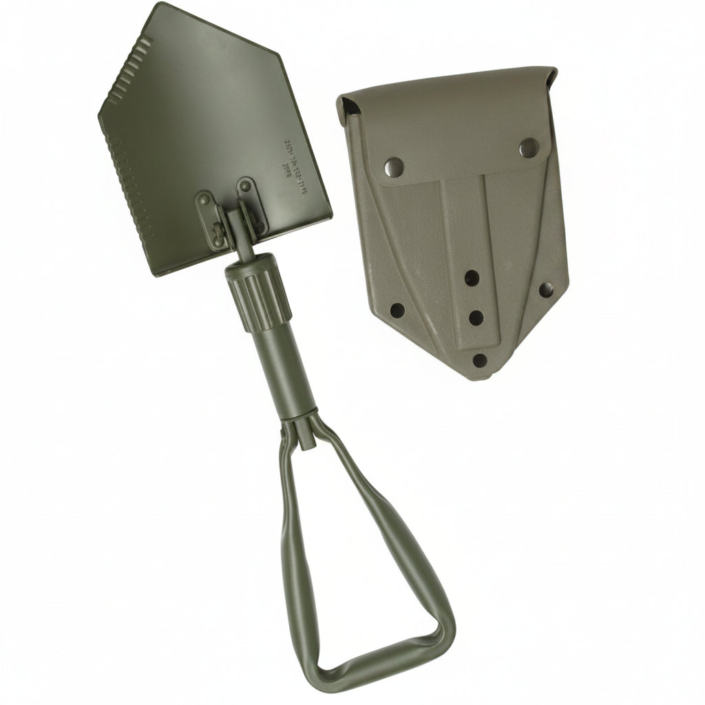 Pá dobrável com bolsa/estojo verde