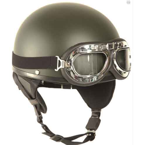 Casco de moto, con gafas.