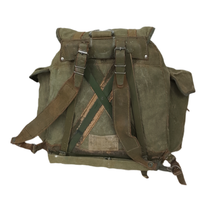 Mochila vintage original dos caçadores alpinos, vista de cima