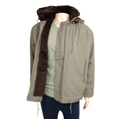 Parka francesa com pêlo interior (caqui)
