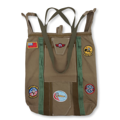 Saco reciclado de bolsa de paraquedas com patches
