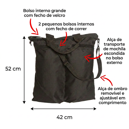 BOLSA DE CAPACETE MILTEC COM ALÇAS DE OMBRO - preto
