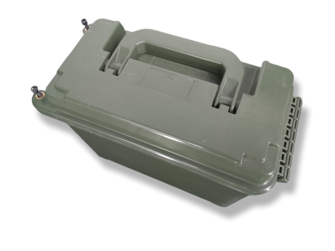 Caixa plastica estanque, tipo cunhete, do Exercito Suíço