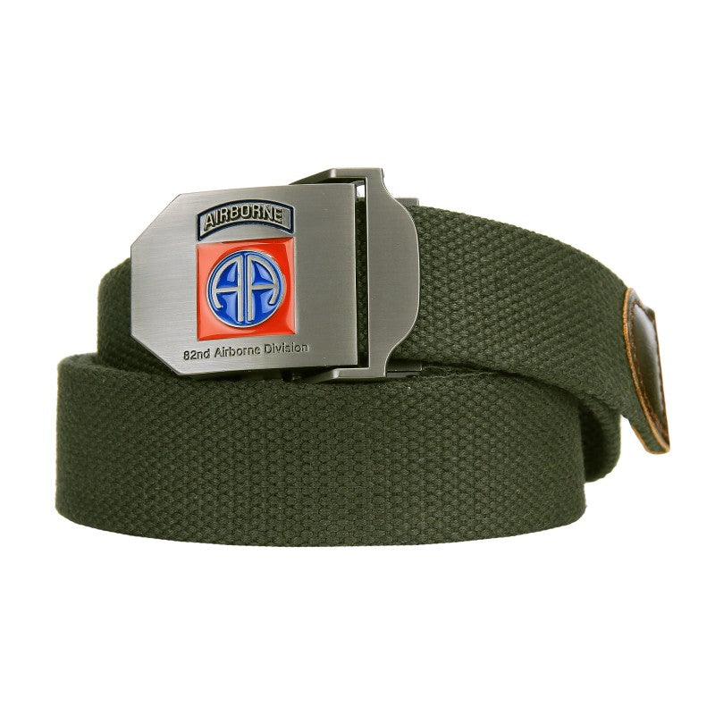 Airborne leather trim belt