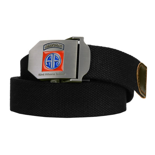 Airborne leather trim belt