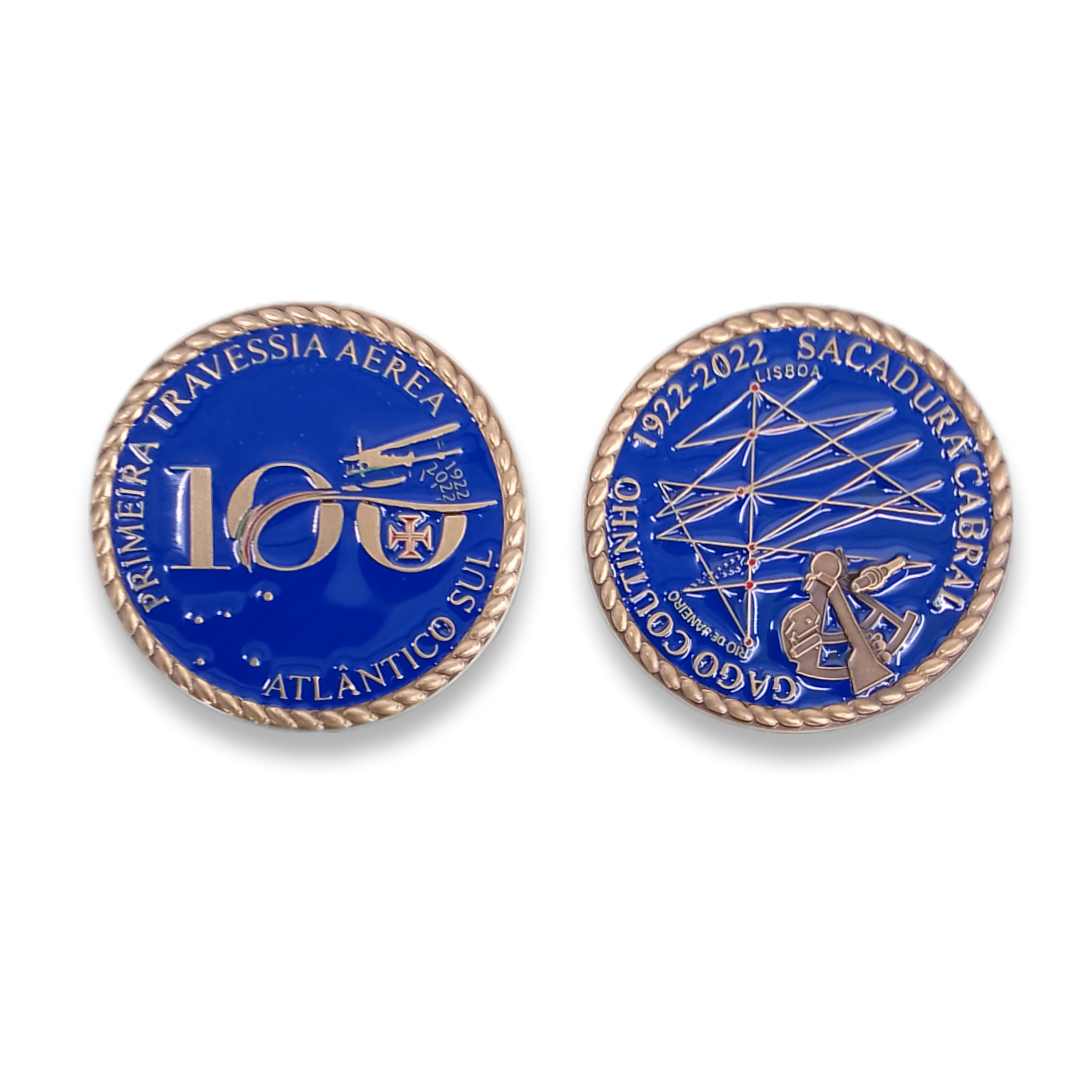 Medalha / Moeda comemorativa do Centenário da 1ª Travessia Aérea do Atlântico Sul